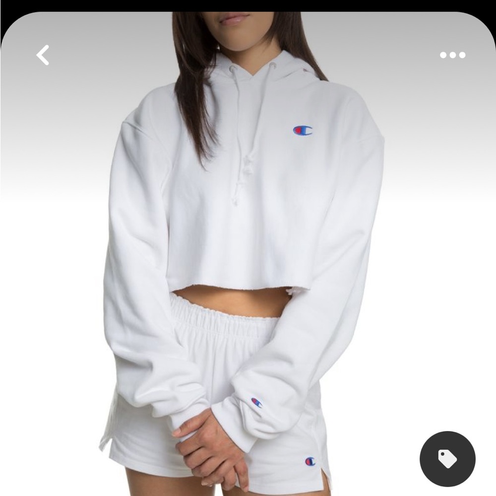 Champion white hoodie cropped